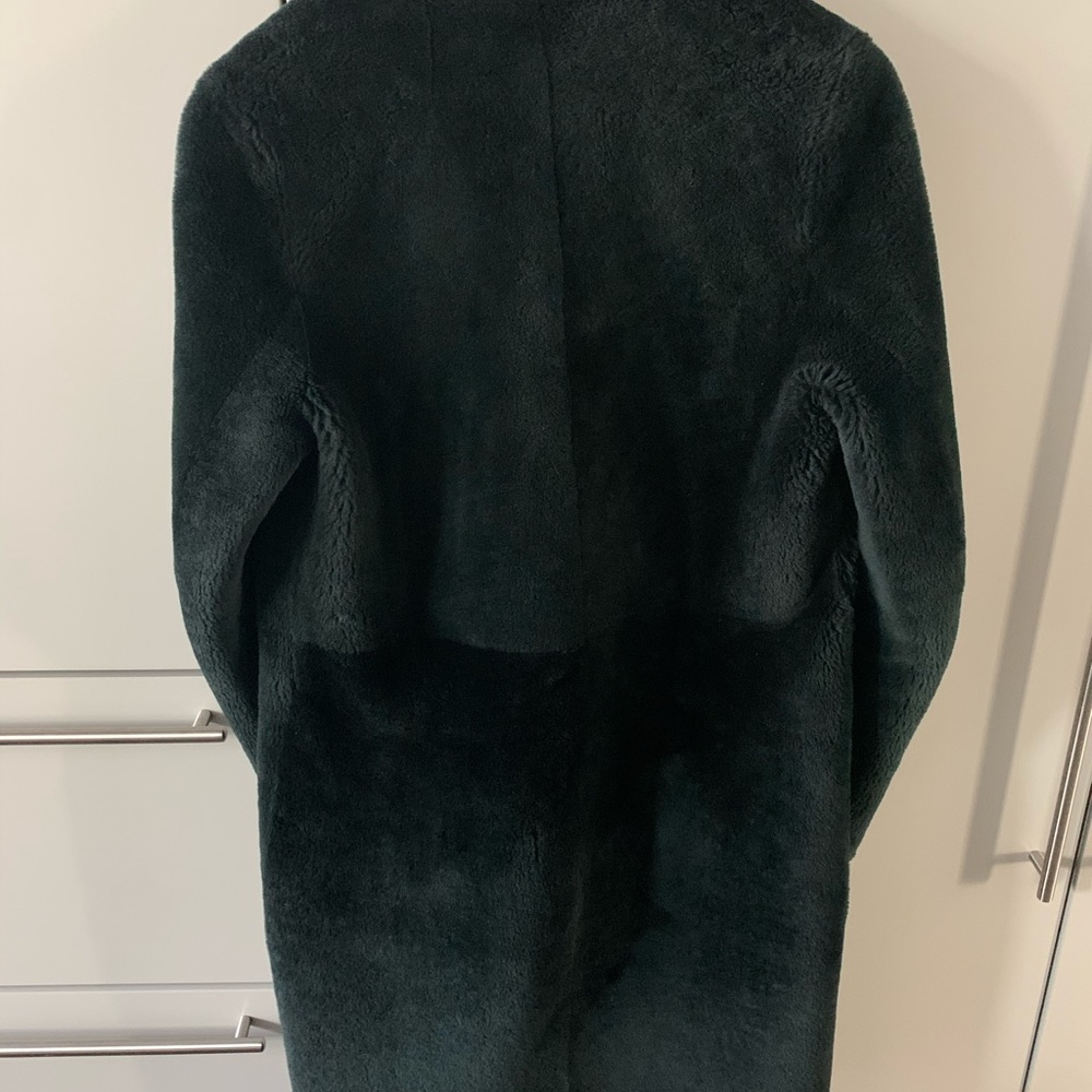 Yves Salomon Green Lambs Leather Fur Coat